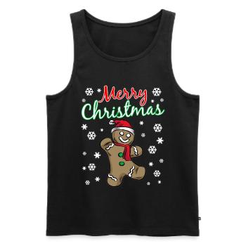 MERRY CHRISTMAS - Männer Premium Bio Tank Top - Schwarz - Vorne - Michal (187cm)