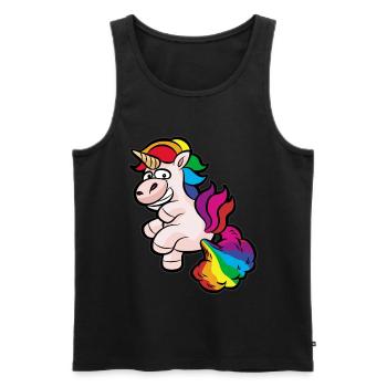 furzendes Regenbogeneinhorn - Männer Premium Bio Tank Top - Schwarz - Vorne - AI Model Male 178 light (178cm)