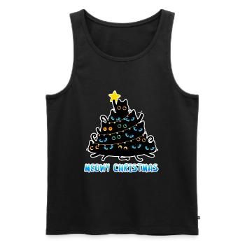 Meowy Christmas Katzen Weihnachtsbaum - Männer Premium Bio Tank Top - Schwarz - Vorne - Michal (187cm)