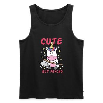 Cute but Psycho verrücktes Einhorn mit Beil - Männer Premium Bio Tank Top - Schwarz - Vorne - Michal (187cm)