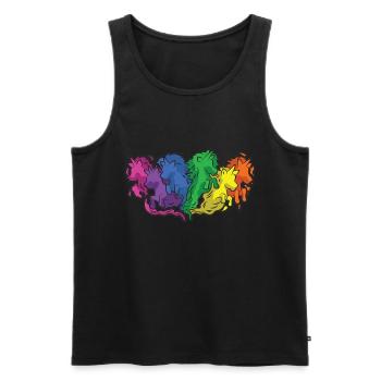 Horses Rainbow Gallop Cartoon - Men's Premium Organic Tank Top - black - Front - AI Model Male 178 light (178cm)