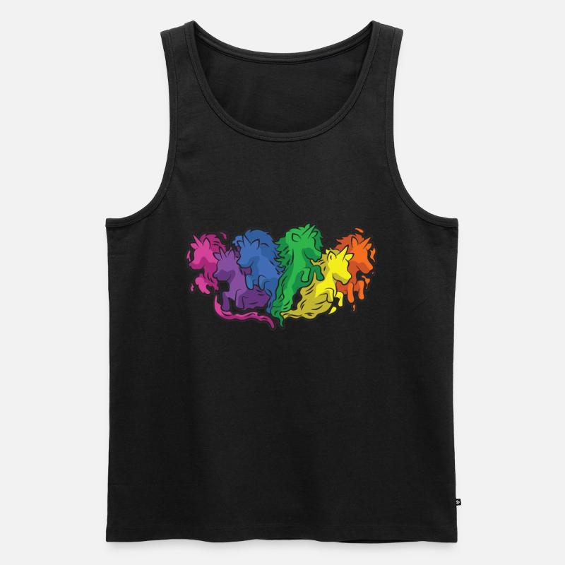 Pferde Regenbogen Galopp Cartoon - Männer Premium Bio Tank Top - Schwarz