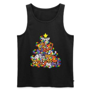 MEOWY CHRISTMAS Katzen Tannenbaum Christbaum - Männer Premium Bio Tank Top - Schwarz - Vorne - Michal (187cm)