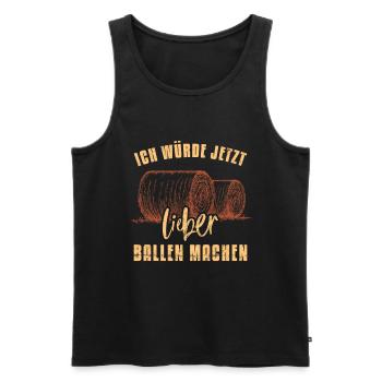 Ich würde jetzt lieber Heu Ballen machen - Männer Premium Bio Tank Top - Schwarz - Vorne - AI Model Male 178 light (178cm)