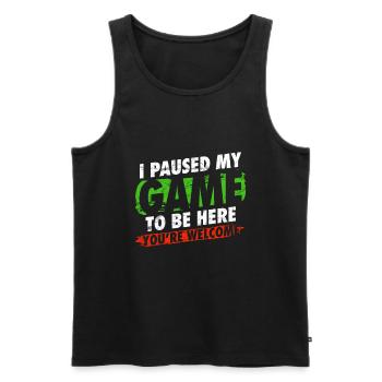 I paused my game to be here Gamer Humor - Männer Premium Bio Tank Top - Schwarz - Vorne - AI Model Male 178 light (178cm)