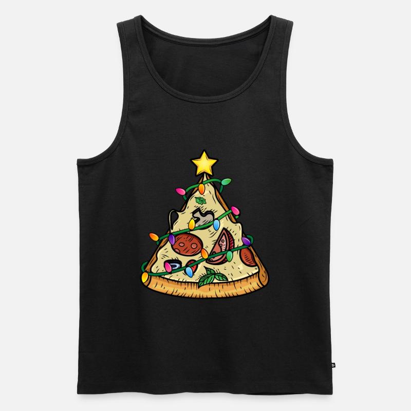 Pizza Christmas Tree Pyramide - Männer Premium Bio Tank Top - Schwarz