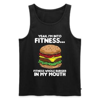 FITNESS FAST-FOOD Humour drôle - Débardeur bio Premium Homme - noir - Devant - Michal (187cm)