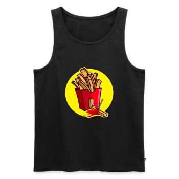 Pommes Ketchup Humor Pommesgabel Mord - Männer Premium Bio Tank Top - Schwarz - Vorne - AI Model Male 178 light (178cm)