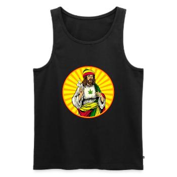 Weed Smoking Jesus Christ - Men's Premium Organic Tank Top - black - Front - AI Model Male 178 light (178cm)