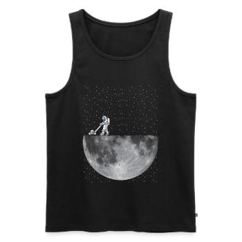 ASTRONAUT NETTOYANT LA LUNE - Débardeur bio Premium Homme - noir - Devant - Michal (187cm)