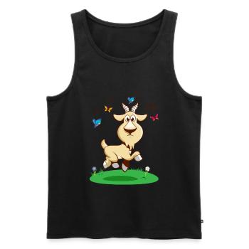 GOAThefuckof Funny Goat Humor Cartoon Comic - Men's Premium Organic Tank Top - black - Front - AI Model Male 178 light (178cm)