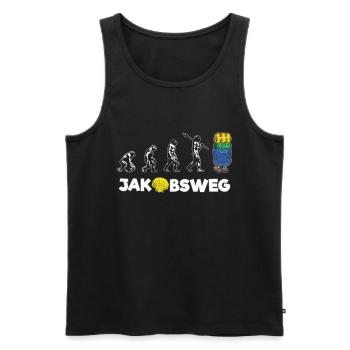 JAKOBSWEG Humor Evolution Wanderer Pilger Reise - Männer Premium Bio Tank Top - Schwarz - Vorne - Michal (187cm)