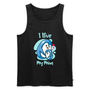J'aime ma maman pingouin mère enfant amour - Débardeur bio Premium Homme - noir - Devant - Michal (187cm)