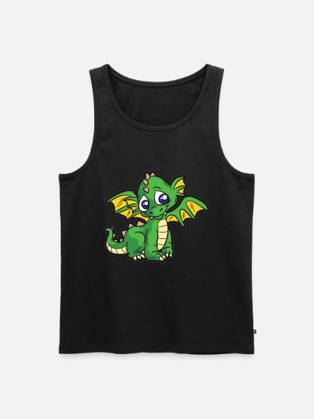 Zoete groene baby draak kinderen cartoon humor - Mannen Premium Bio Tanktop - zwart