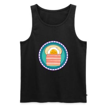 BED AND BREAKFAST Toast Fried Egg Ham Humor - Men's Premium Organic Tank Top - black - Front - AI Model Male 178 light (178cm)