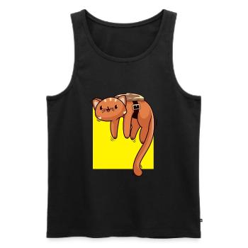 Perpetuum Mobile Cat Toast Humor Rotation Joke - Men's Premium Organic Tank Top - black - Front - AI Model Male 178 light (178cm)