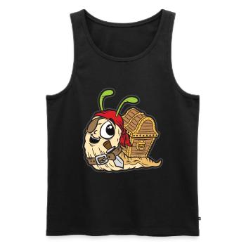 Piraten Schnecke mit Schatzkiste Lustiger Comic - Männer Premium Bio Tank Top - Schwarz - Vorne - AI Model Male 178 light (178cm)