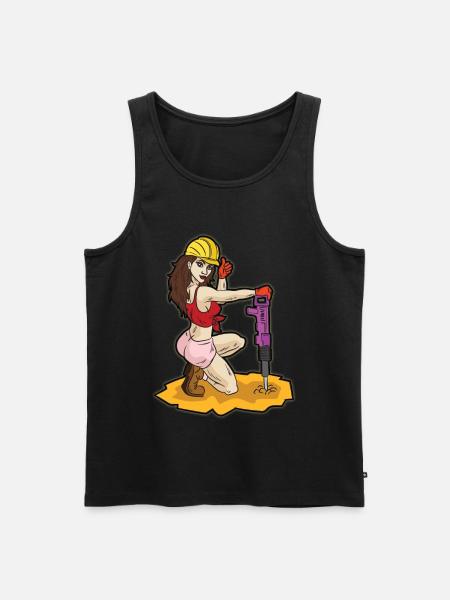 Sexy construction worker with jackhammer erotic construction - Men's Premium Organic Tank Top - black