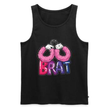 BRAT plush handcuffs DDLG bad girl humor - Men's Premium Organic Tank Top - black - Front - AI Model Male 178 light (178cm)