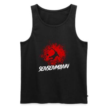 Verteidiger Grätsche Sensenmann Abwehrspieler - Männer Premium Bio Tank Top - Schwarz - Vorne - AI Model Male 178 light (178cm)
