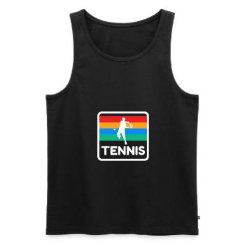 Tennis Vintage Design 80s 70s Tennis Turnier - Männer Premium Bio Tank Top - Schwarz - Vorne - AI Model Male 178 light (178cm)