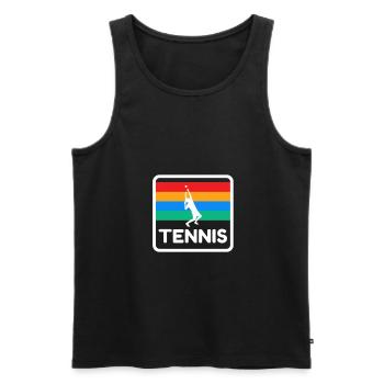 Tennis Retro Design Tennisfans Tennisspieler 80s - Männer Premium Bio Tank Top - Schwarz - Vorne - AI Model Male 178 light (178cm)