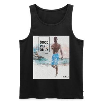 Beach Surfer - Surf, Sun and Beach - Men's Premium Organic Tank Top - black - Front - AI Model Male 178 light (178cm)