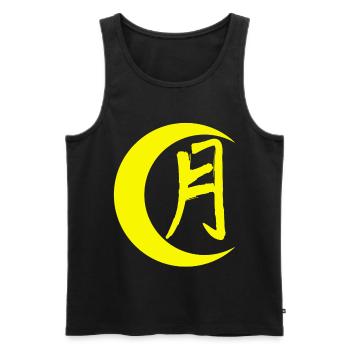 The word moon in Japanese (yellow) - Men's Premium Organic Tank Top - black - Front - Michal (187cm)