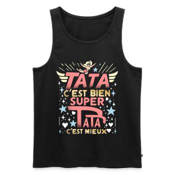 Tata c'est bien, Super Tata c'est mieux - Débardeur bio Premium Homme - noir - Devant - Michal (187cm)