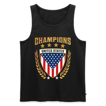 Titel: USA Champions Design Gear American Sports - Männer Premium Bio Tank Top - Schwarz - Vorne - Michal (187cm)