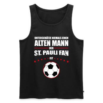 Alter Mann - St. Pauli Fan | Retro Vintage Design - Männer Premium Bio Tank Top - Schwarz - Vorne - Michal (187cm)
