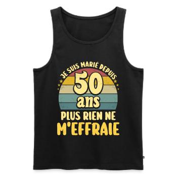 Marié 50 Ans Fête 50 Ans De Mariage - Débardeur bio Premium Homme - noir - Devant - AI Model Male 178 light (178cm)