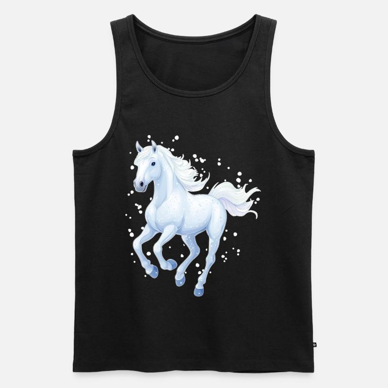 Pferd mit Schneeflocken - Männer Premium Bio Tank Top - Schwarz