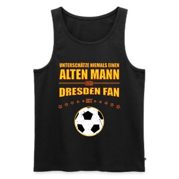 Alter Mann - Dresden Fußball Fan | Retro Vintage - Männer Premium Bio Tank Top - Schwarz - Vorne - Michal (187cm)