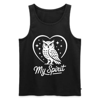Herz mit Eule My Spirit Illustration - Débardeur bio Premium Homme - noir - Devant - Michal (187cm)