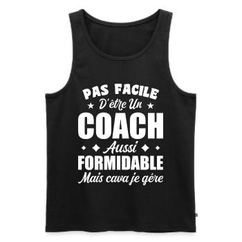 Coach Formidable Idée Cadeau Entraîneur Drôle - Débardeur bio Premium Homme - noir - Devant - Michal (187cm)