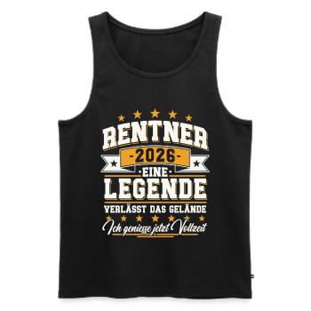 Retraités 2026 - Une légende quitte le site - Débardeur bio Premium Homme - noir - Devant - AI Model Male 178 light (178cm)
