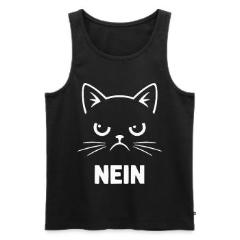 Nein Katzenkopf Illustration - Männer Premium Bio Tank Top - Schwarz - Vorne - Michal (187cm)