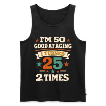 50 years Humor 25 years 2 times Anniversary - Men's Premium Organic Tank Top - black - Front - Michal (187cm)