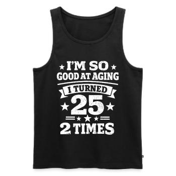 50 years Humor 25 years 2 times Anniversary - Men's Premium Organic Tank Top - black - Front - Michal (187cm)