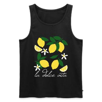 La Dolce Vita Zitronen - Männer Premium Bio Tank Top - Schwarz - Vorne - AI Model Male 178 light (178cm)