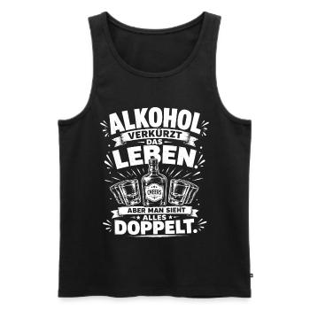 Alkohol verkürzt das Leben - Männer Premium Bio Tank Top - Schwarz - Vorne - Michal (187cm)
