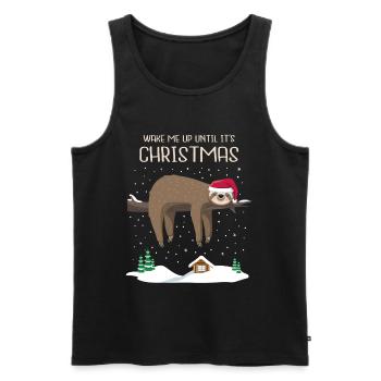 Faultier Weihnachten Sloth christmas Geschenk wake - Männer Premium Bio Tank Top - Schwarz - Vorne - Michal (187cm)