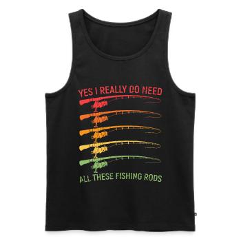 Angling - Men's Premium Organic Tank Top - black - Front - AI Model Male 178 light (178cm)