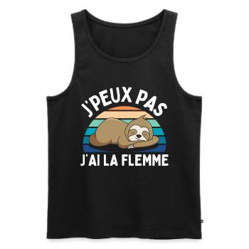 J'peux pas j' ai la flemme humour paresseux cadeau - Débardeur bio Premium Homme - noir - Devant - Michal (187cm)