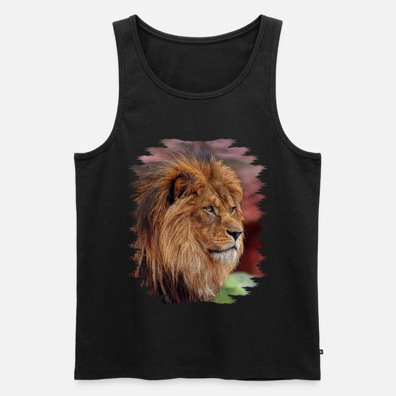 Löwe - Männer Premium Bio Tank Top - Schwarz