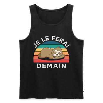 Je le ferai demain humour paresseux cadeau vintage - Débardeur bio Premium Homme - noir - Devant - Michal (187cm)