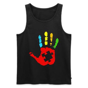 Autism T shirt - Men's Premium Organic Tank Top - black - Front - AI Model Male 178 light (178cm)