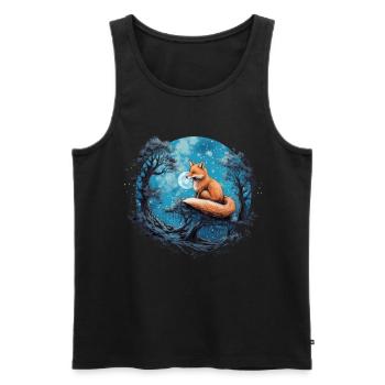 Fox Forest Moon Fable Mythical Fairy Tale - Men's Premium Organic Tank Top - black - Front - Michal (187cm)