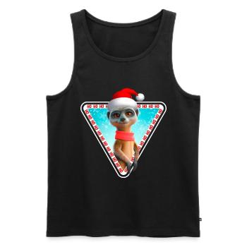 Erdmännchen X-Mas Meerkat Weihnachten - Männer Premium Bio Tank Top - Schwarz - Vorne - Michal (187cm)